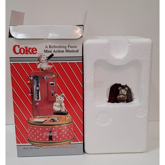 Enesco 1995 Coca Cola Coke Refreshing Pause Christmas Mini Action Musical Figuri - Picture 8 of 12
